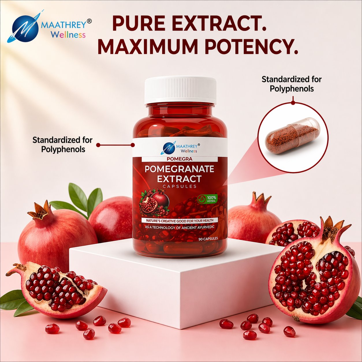 Pomegra Pomegranate Extract Capsules – For Blood Health & Energy