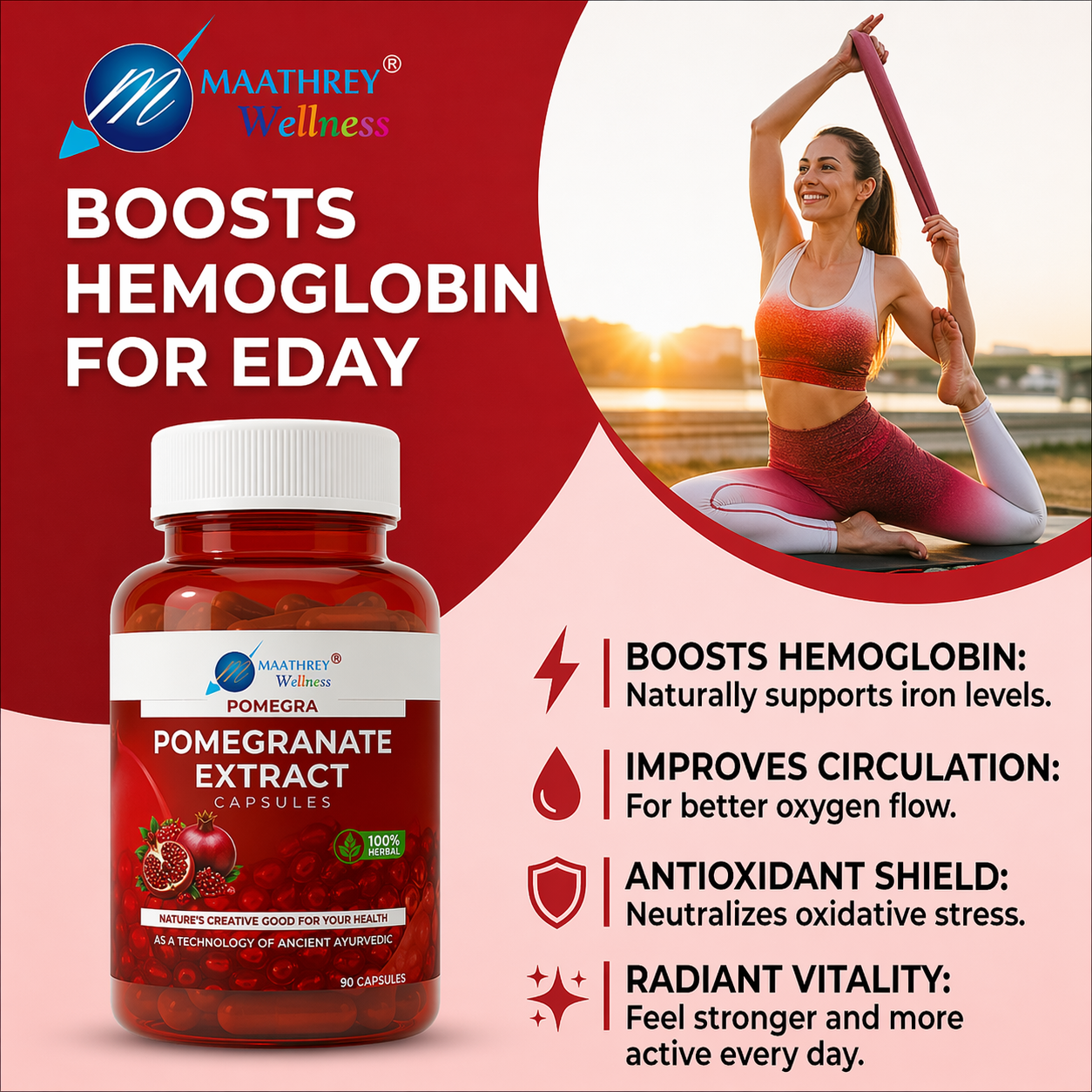 Pomegra Pomegranate Extract Capsules – For Blood Health & Energy
