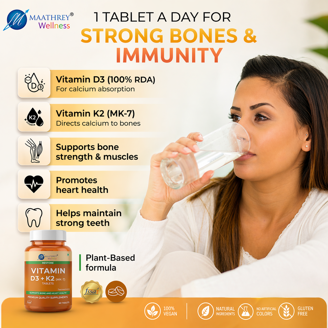 Keep D3 Vitamin D3 + K2 Tablets – For Bone Health & Immunity