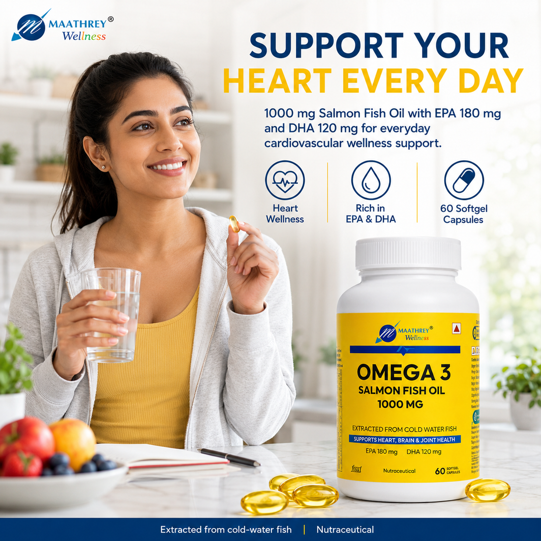 Omega 3 Salmon Fish Oil 1000 mg – Heart, Brain & Joint Support