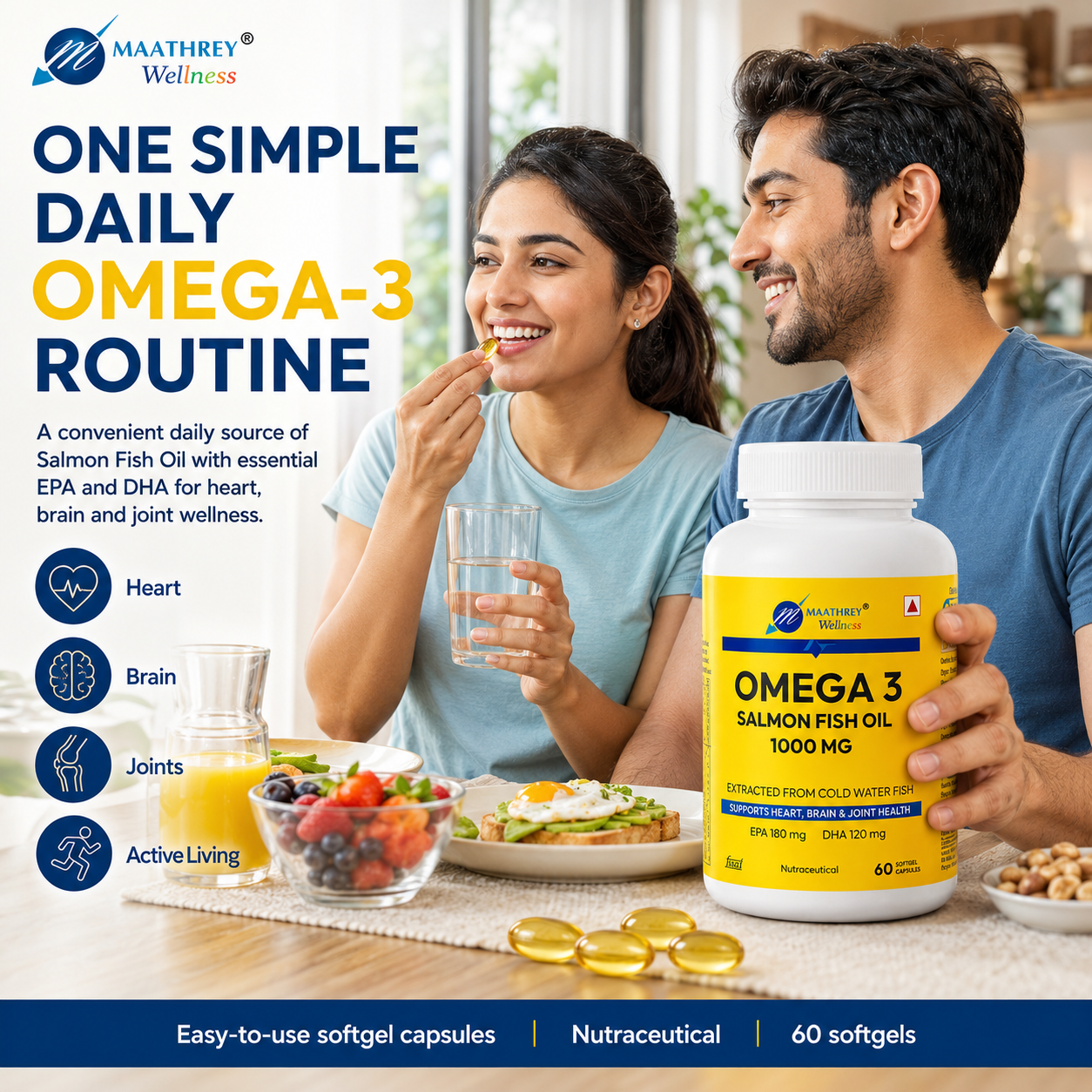 Omega 3 Salmon Fish Oil 1000 mg – Heart, Brain & Joint Support